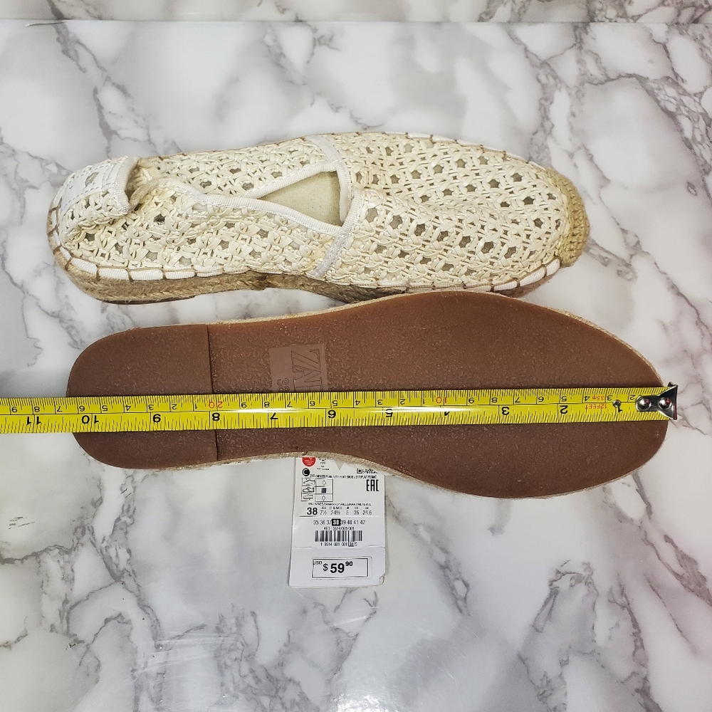 Zara Cream Espadrilles with Woven Design 7.5 - Picture 7 of 7